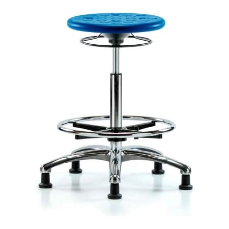 E Com Blue Ridge Ergonomics Cleanroom Stool W/ Glides and Footring - High Bench Height - Blue CLR-IPHBSO-CR-CF-RG-BLU